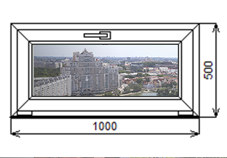 Недорогие горизонтальные плоские откидные окна Brusbox 500 на 1000 мм.