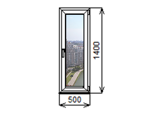Недорогие узкие поворотно-откидные окна Brusbox 1400 500