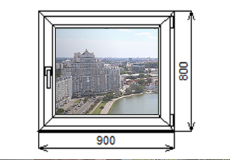 Недорогие поворотно-откидные маленькие окна ПВХ Brusbox 800 на 900 мм.